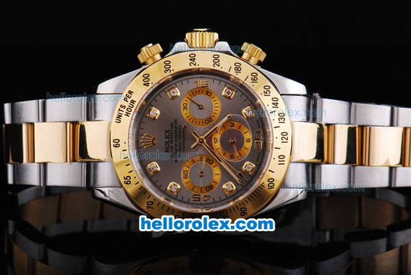 Rolex Daytona Oyster Perpetual Automatic with Diamond Marking,Grey Dial and Gold Bezel - Click Image to Close